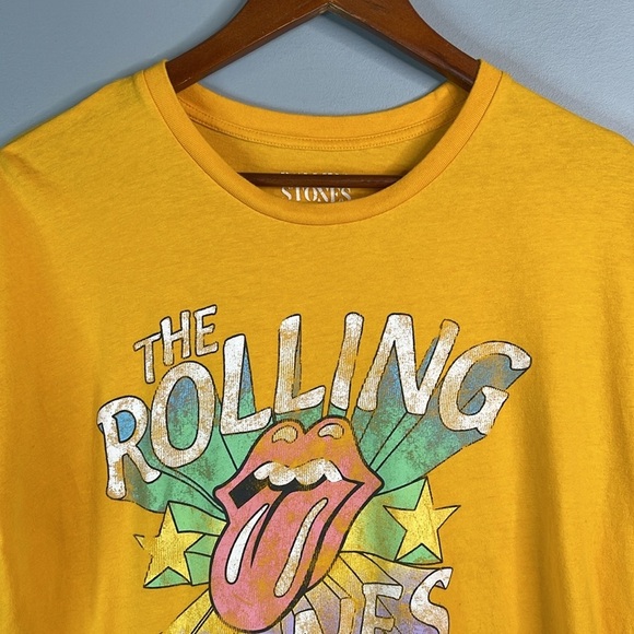 The Rolling Stones Mens Vintage Look Graphic Band Tee Golden Yellow Crewneck M - Picture 4 of 11